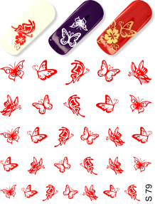 Дизайн ногтей бабочки S 79 красные
